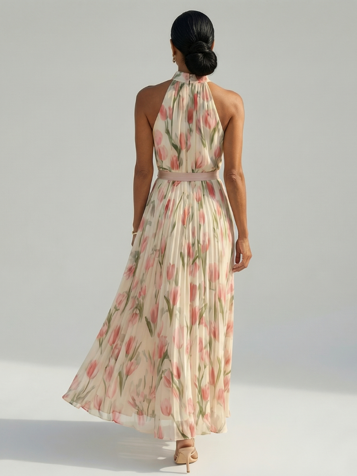 Delaunay | Robe Midi à Col Halter à Fleurs Aurelle