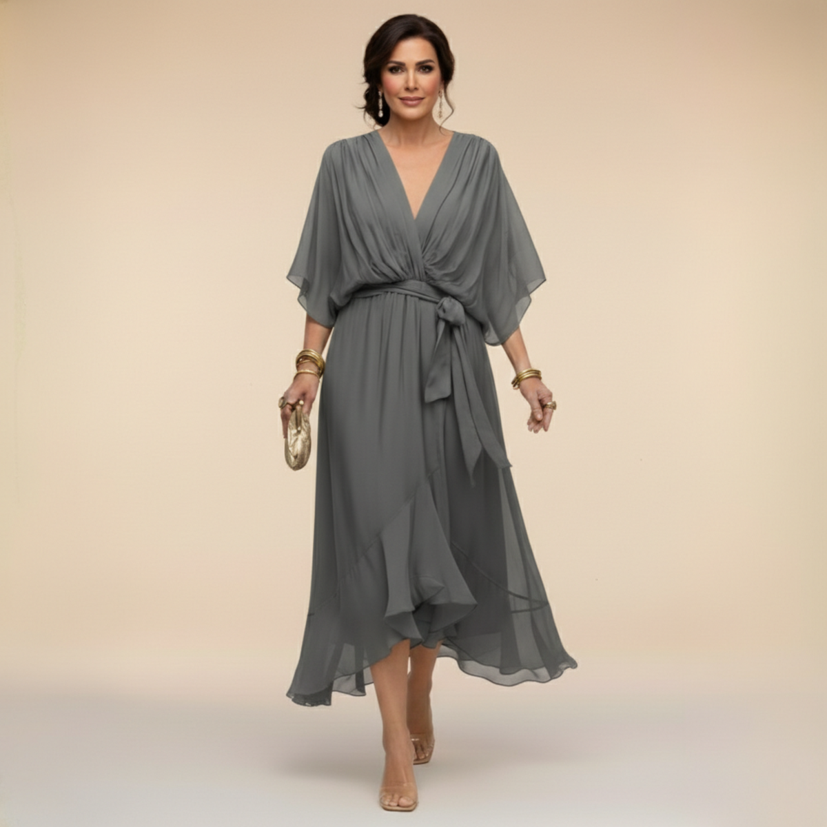 DELAUNAY | Robe en chiffon à décolleté V