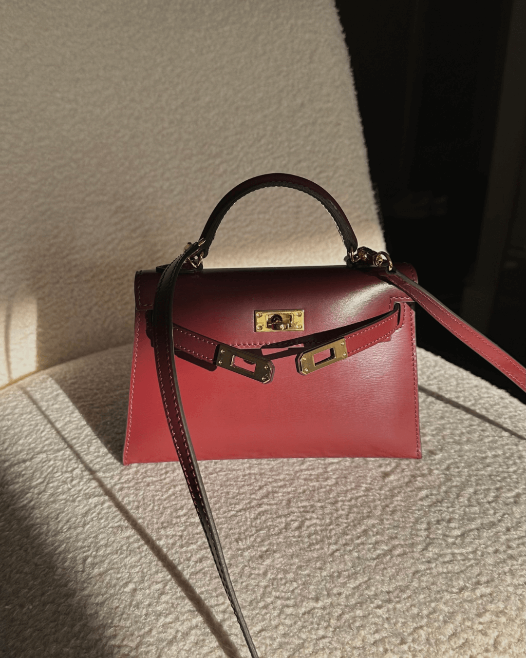 DELAUNAY | Mini Sac en Cuir Bordeaux Élégant