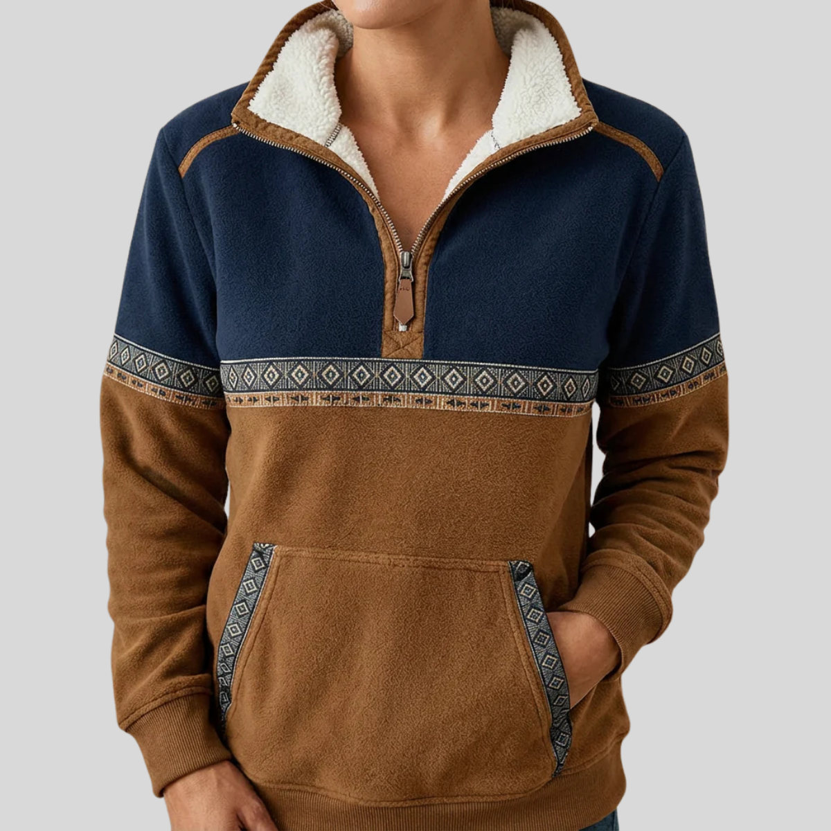 Alvette™ | Pull col sherpa demi-zip