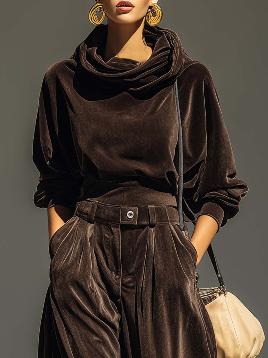 Ensemble sweat à capuche vintage doux et pantalon ample