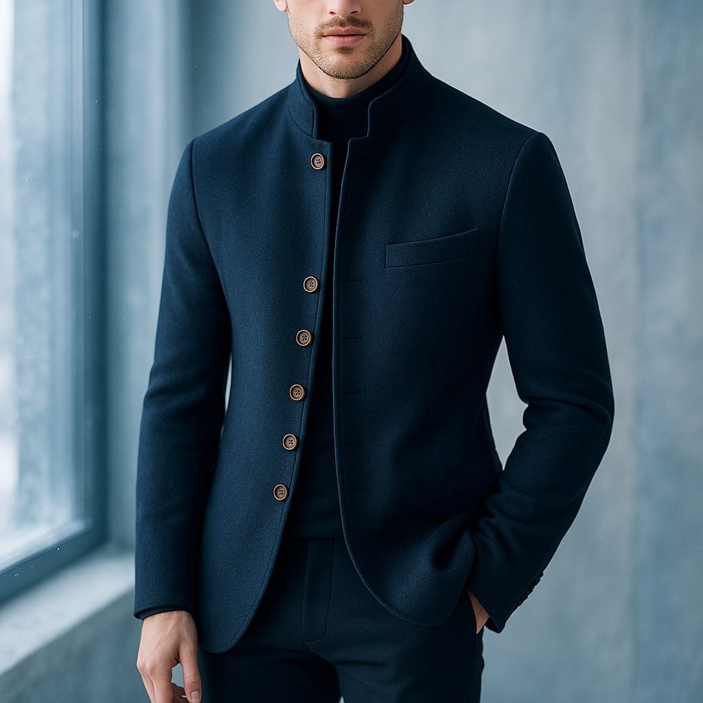 DELAUNAY | Veste en Laine avec Col Droit