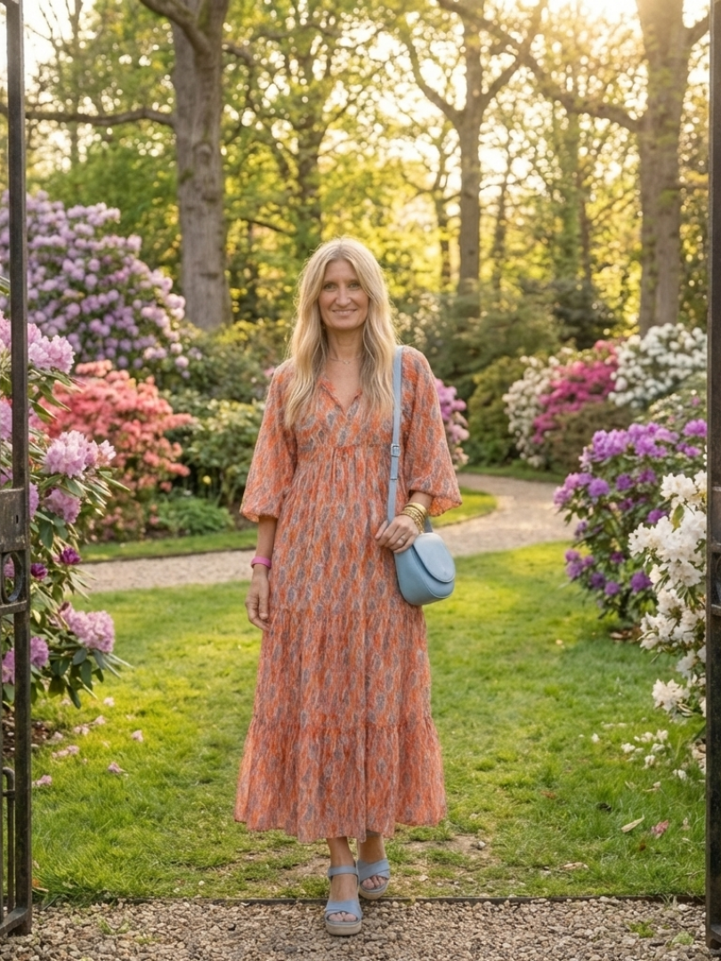 Delaunay | Robe Midi Géométrique à Volants Chloé