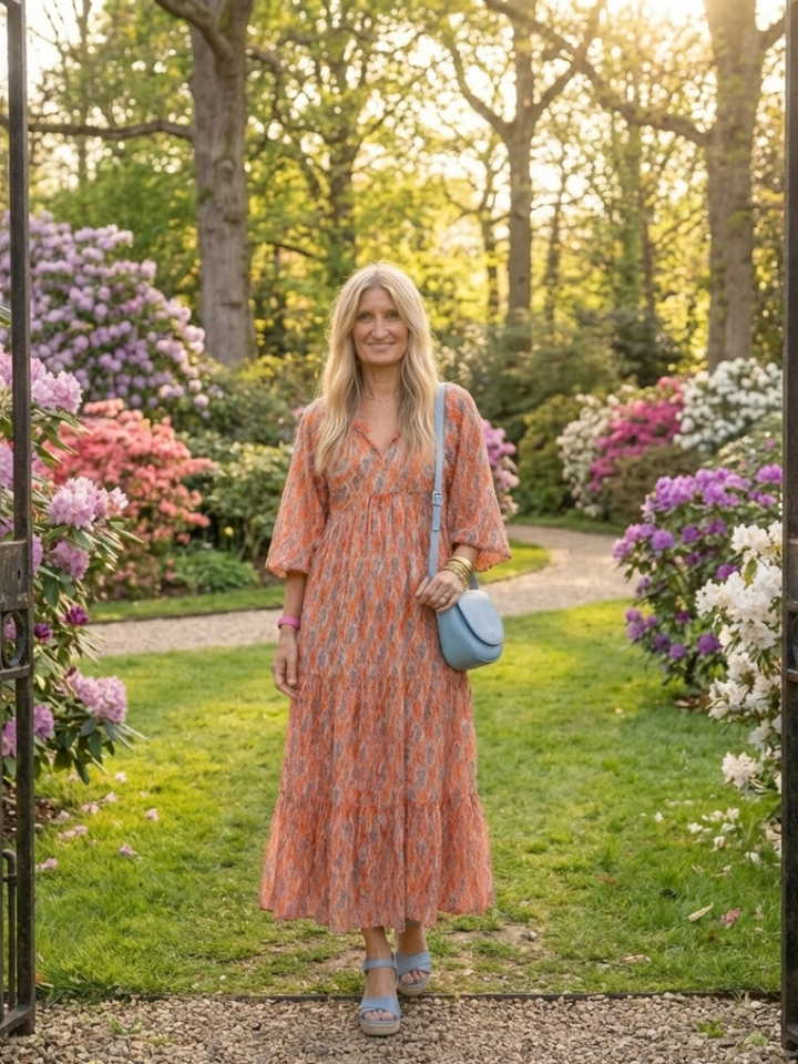 Delaunay | Robe Midi Géométrique à Volants Chloé