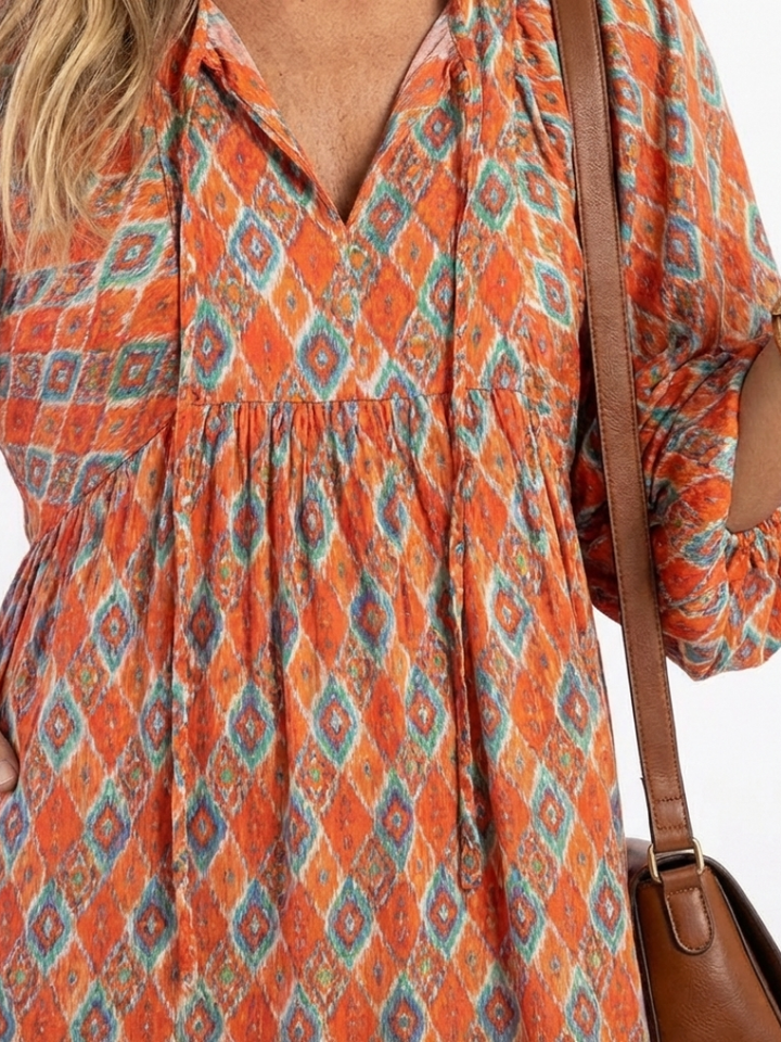 Delaunay | Robe Midi Géométrique à Volants Chloé