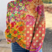 DELAUNAY | Pull Col Montant Jardin Corail Véronique