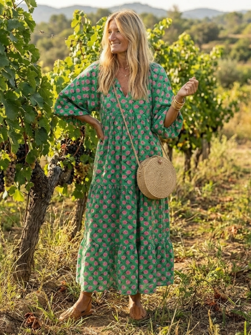 Delaunay | Robe Midi Fleurie à Volants Camille