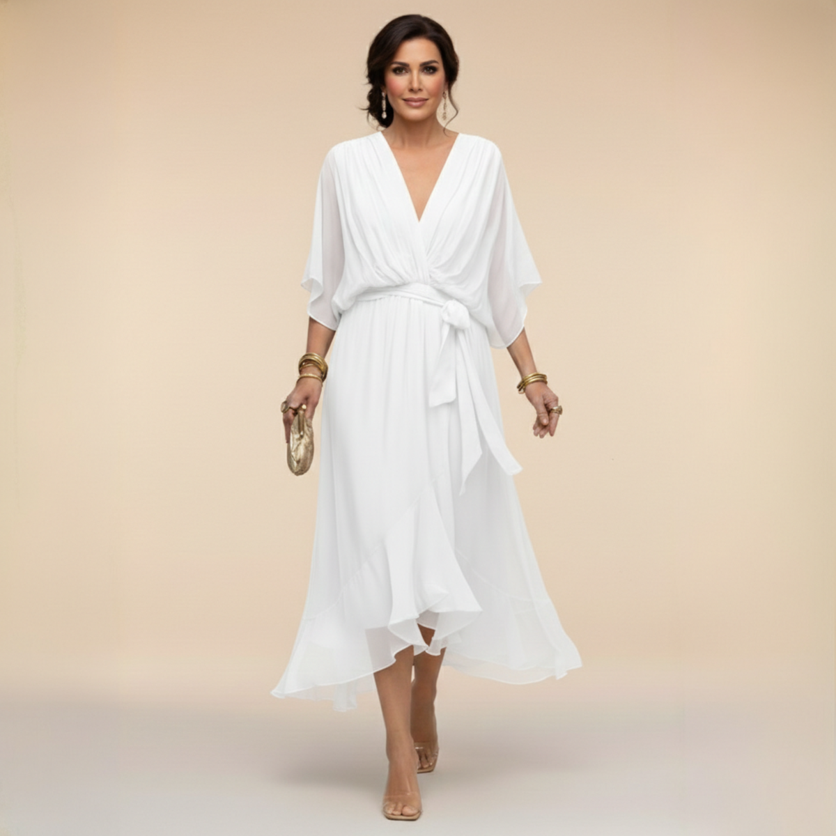 DELAUNAY | Robe en chiffon à décolleté V