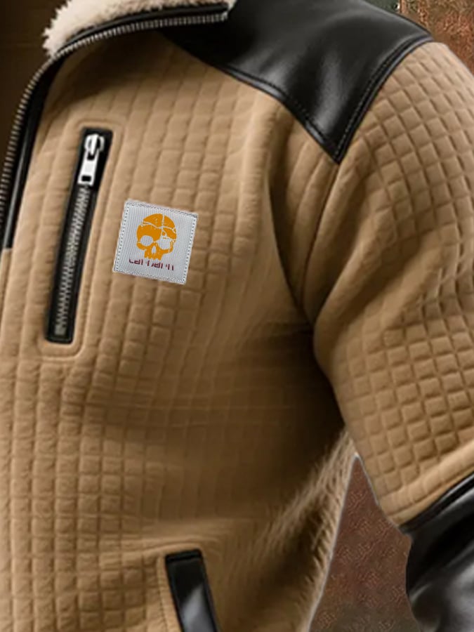 Carl | Veste matelassée pour homme avec col teddy et manches en aspect cuir