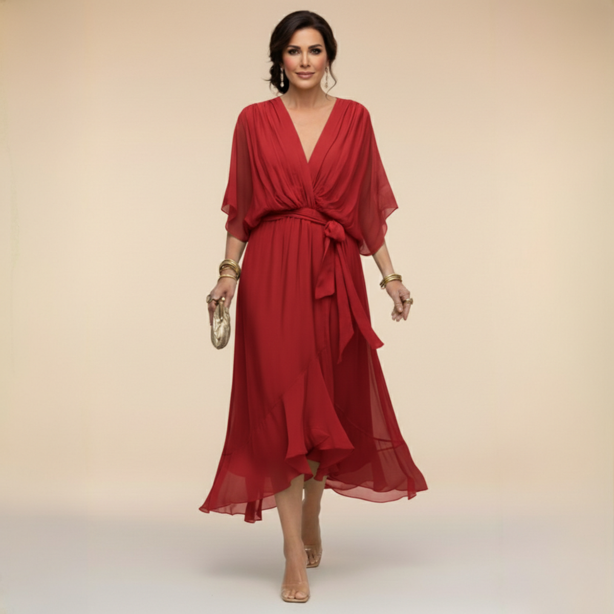 DELAUNAY | Robe en chiffon à décolleté V