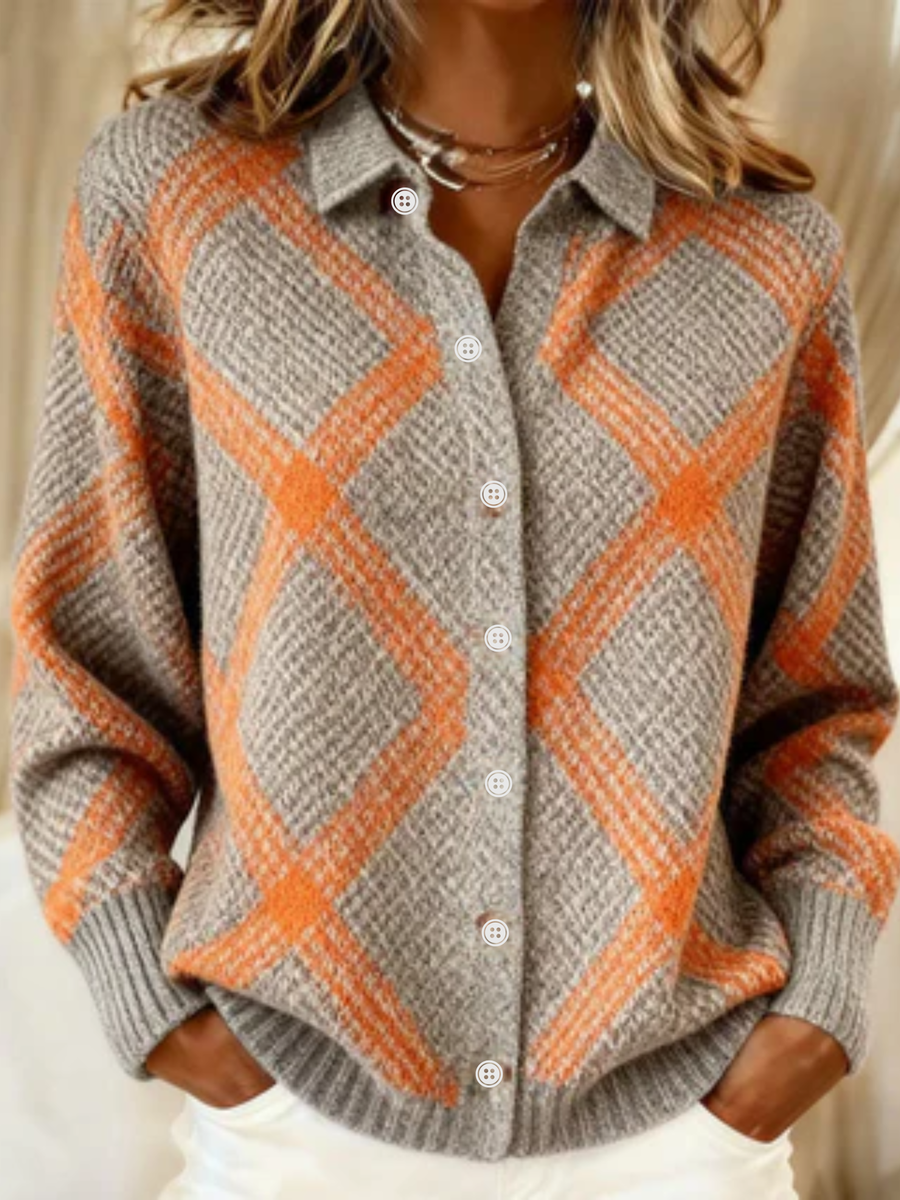 DELAUNAY | Cardigan Maille Losanges Ambrés Florence