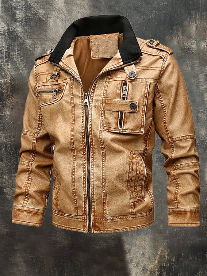 Bastian | Veste pour homme en simili cuir d'automne avec poches