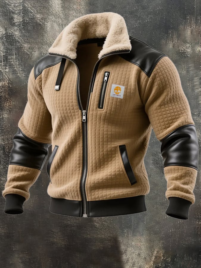 Carl | Veste matelassée pour homme avec col teddy et manches en aspect cuir