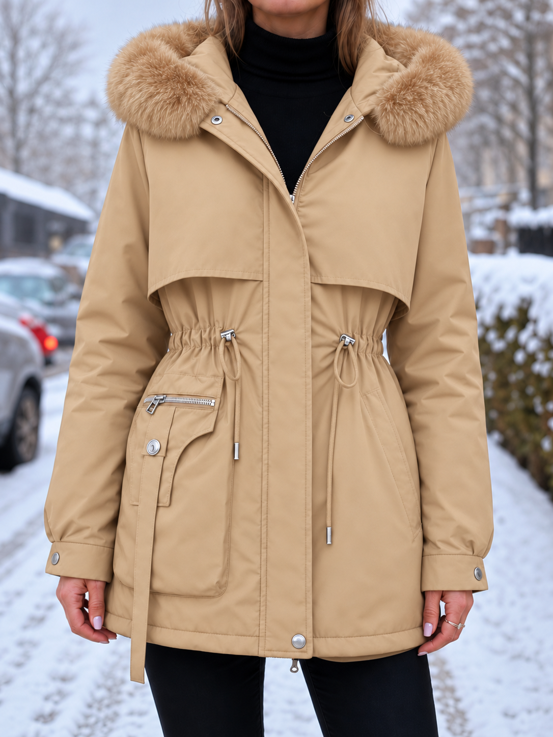 Éloïse | Parka femme ajusté imperméable avec doublure Sherpa