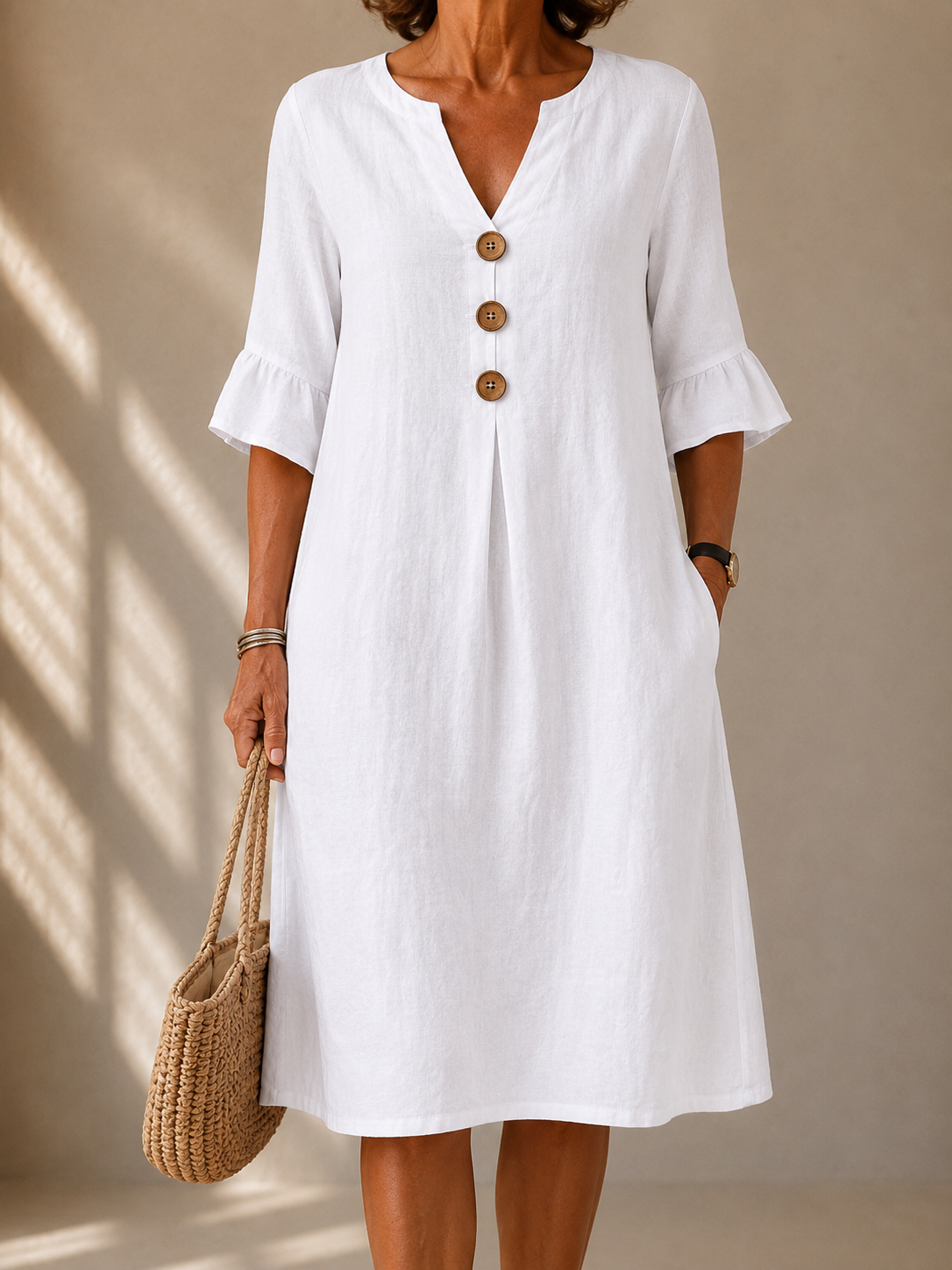DELAUNAY | Robe Boutonnée Manches Corolle Nicole
