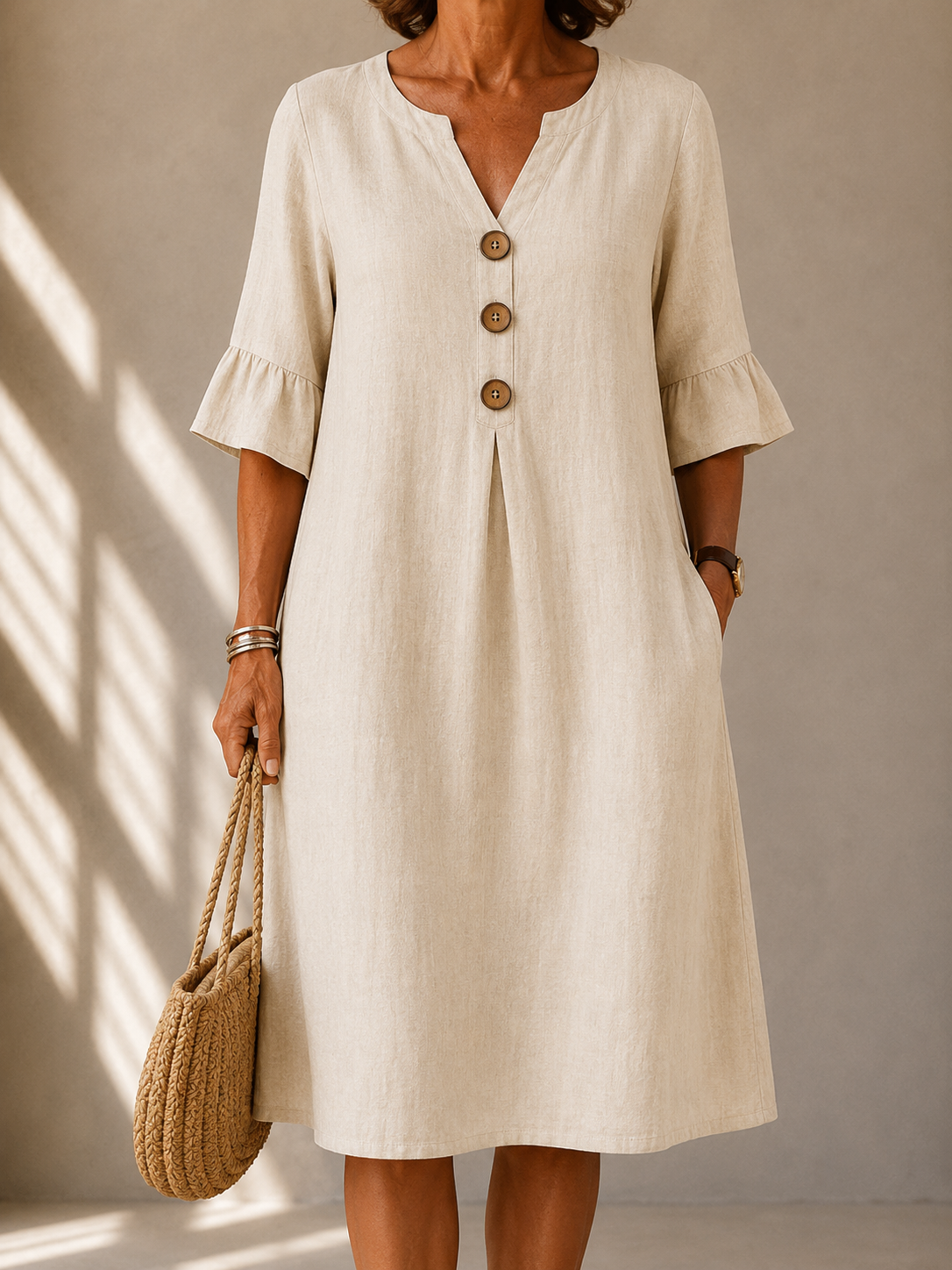 DELAUNAY | Robe Boutonnée Pli Creux Charlotte