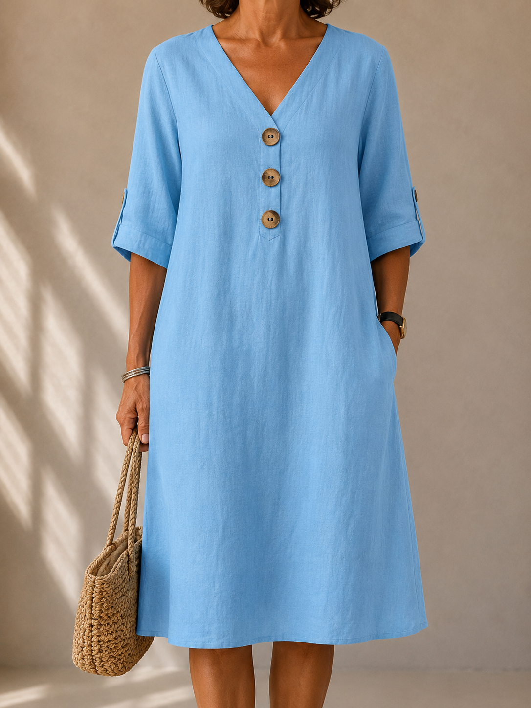 DELAUNAY | Robe Boutonnée Manches Ajustables Marie