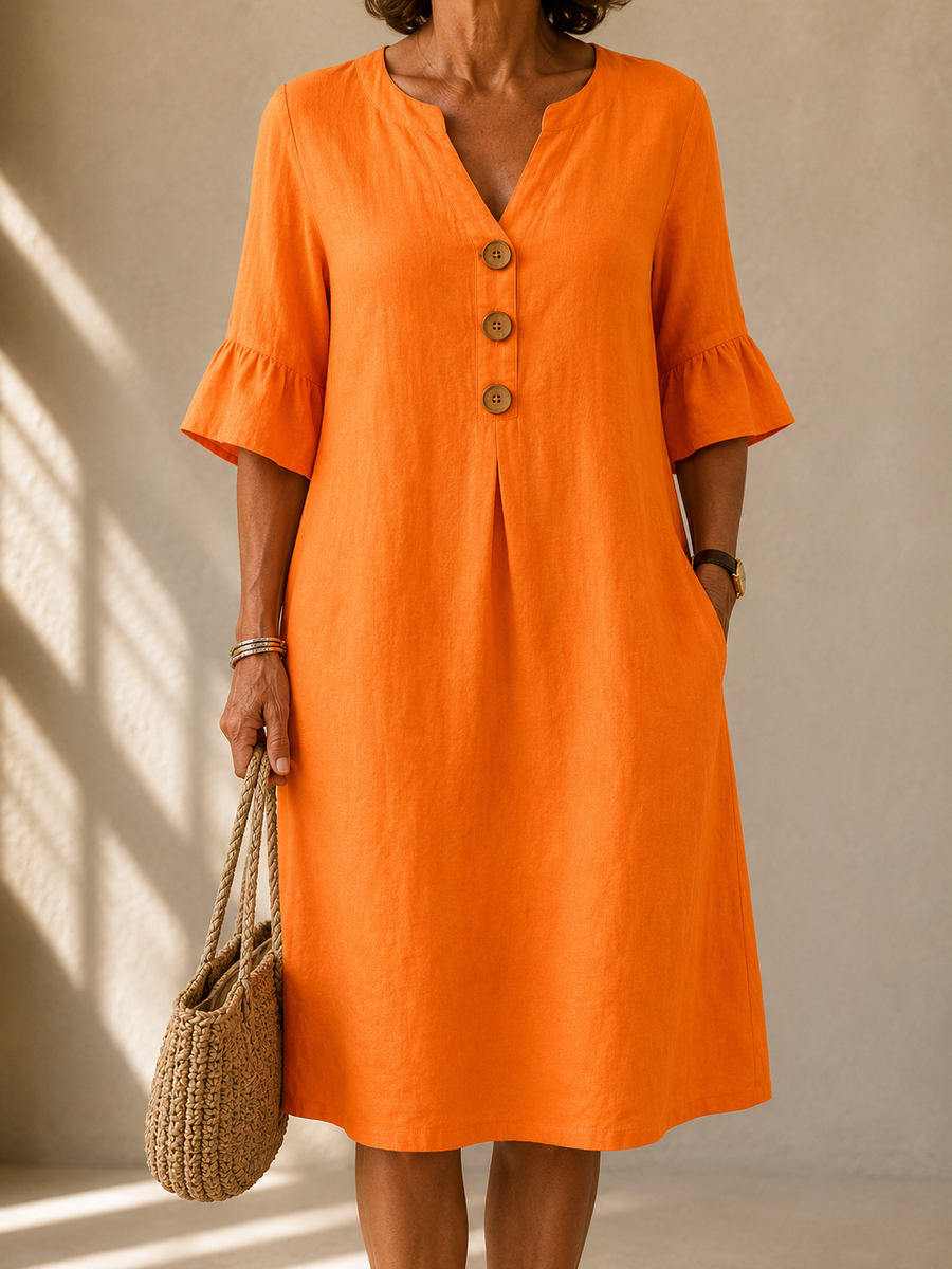 DELAUNAY | Robe Boutonnée Col V Mathilde