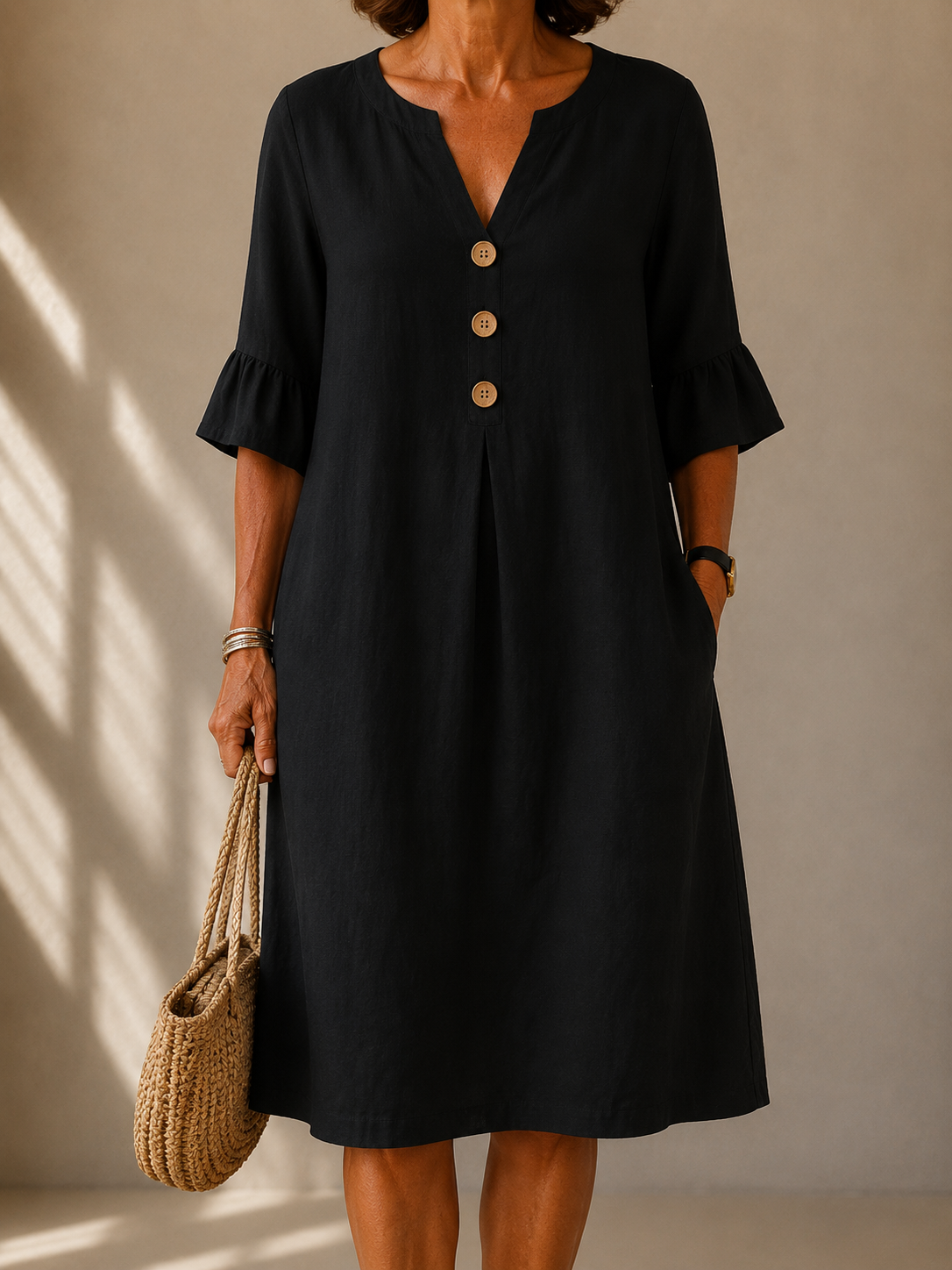 DELAUNAY | Robe Boutonnée Coupe Fluide Isabelle
