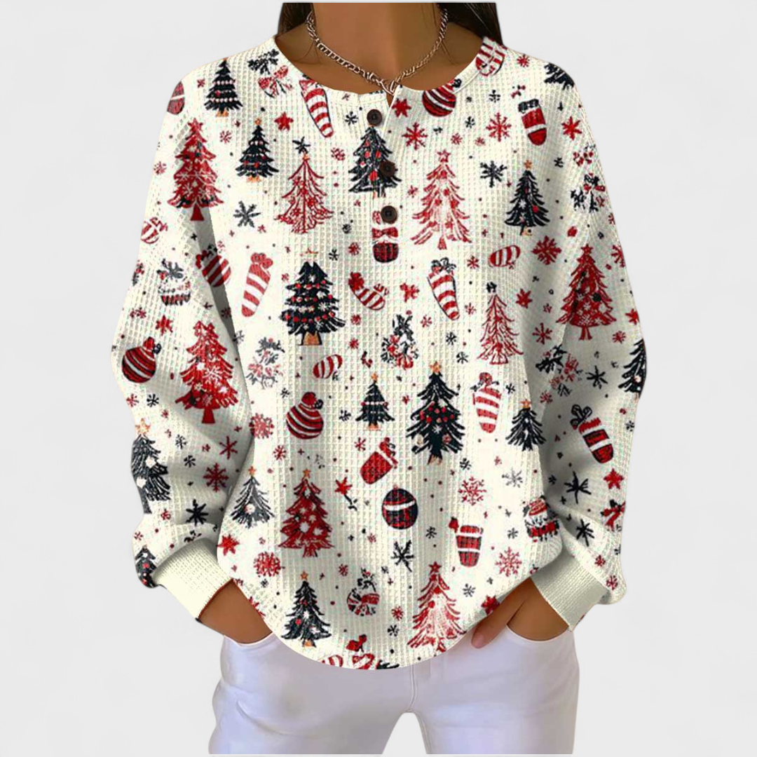 DELAUNAY | Pull Gaufré Sapins et Mitaines Isabelle