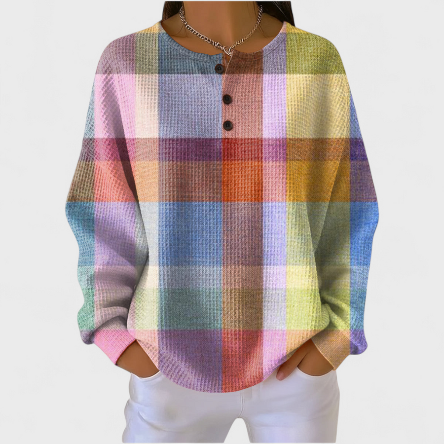 DELAUNAY | Pull Gaufré Carreaux Pastel Catherine
