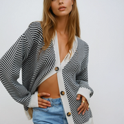 DELAUNAY | Cardigan Chevrons Contrastés Michèle