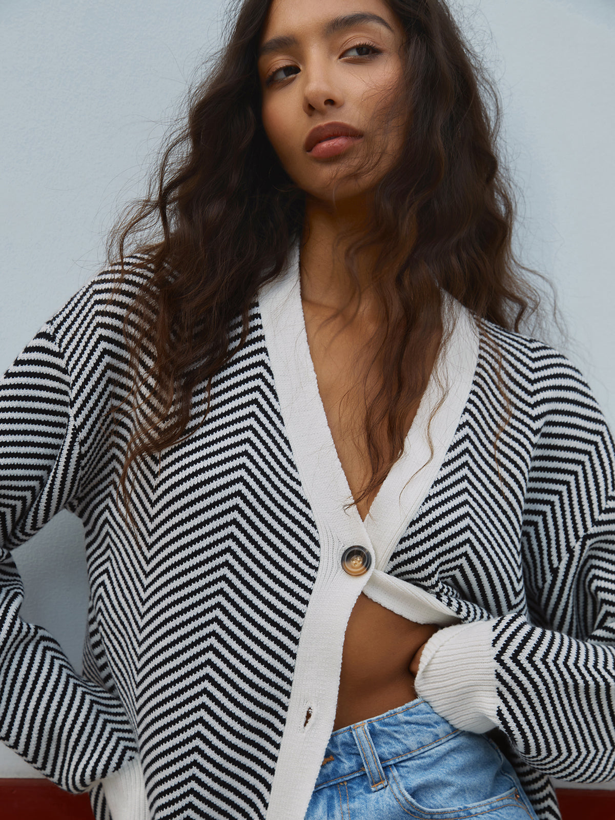 DELAUNAY | Cardigan Chevrons Contrastés Michèle