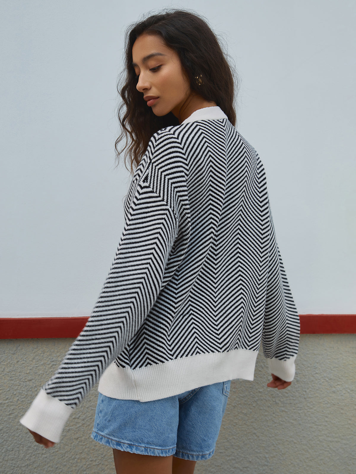 DELAUNAY | Cardigan Chevrons Contrastés Michèle