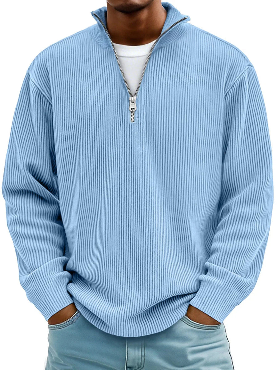 DELAUNAY | Pull Col Zippé Côtelé Marc