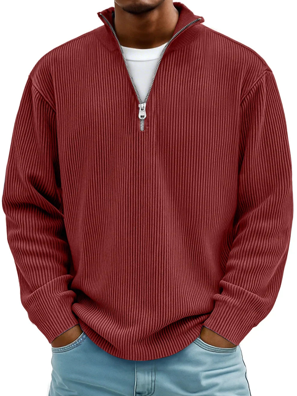Delaunay | Pull Col Zippé Côtelé Marc