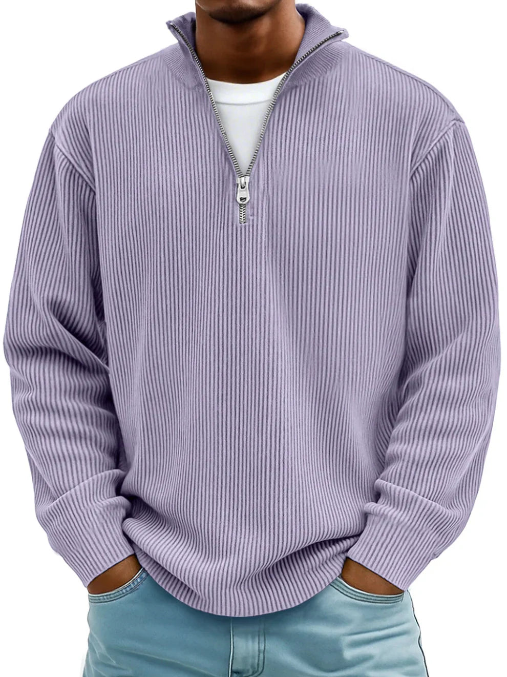 DELAUNAY | Pull Col Zippé Côtelé Marc