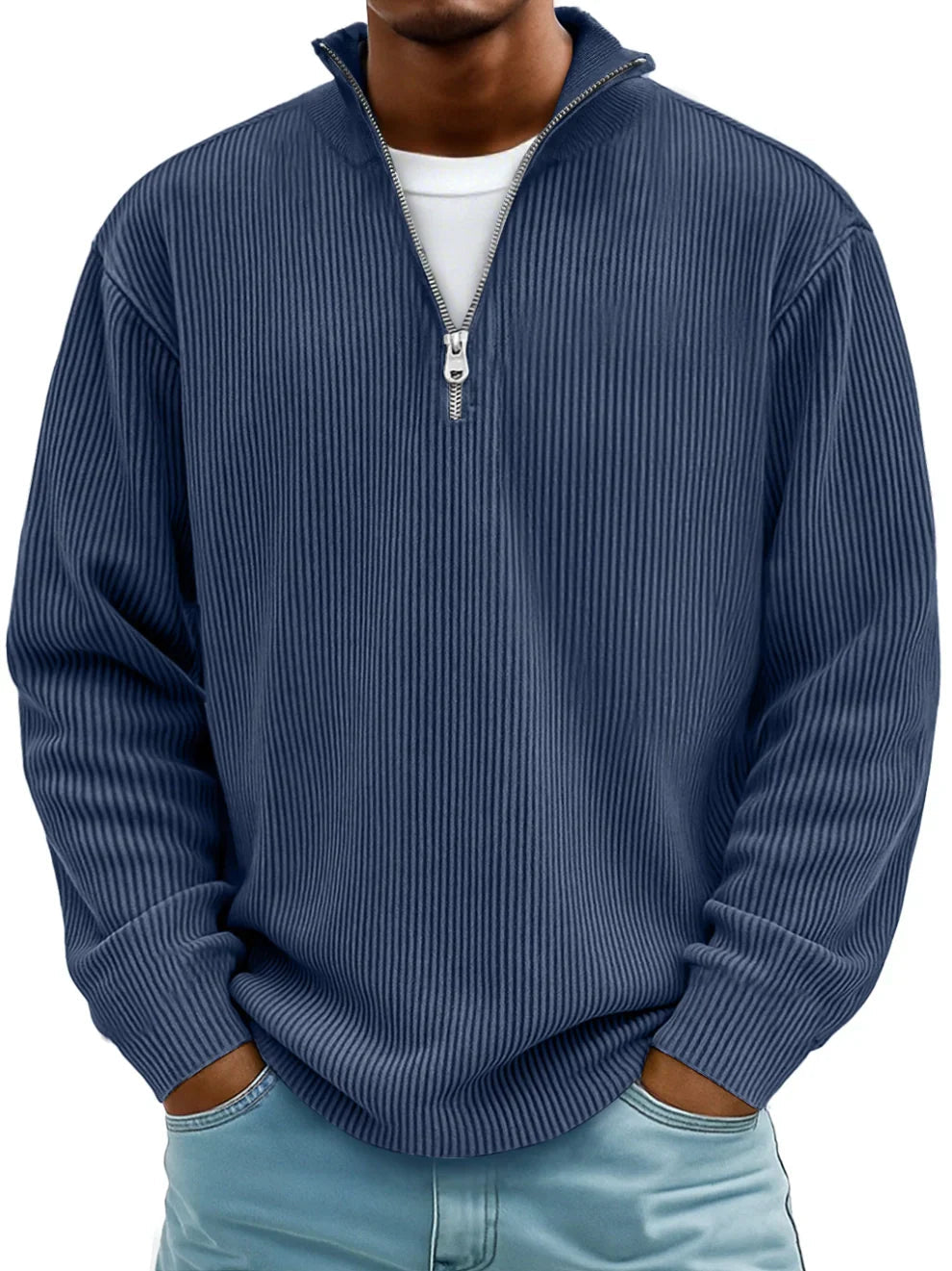 DELAUNAY | Pull Col Zippé Côtelé Marc