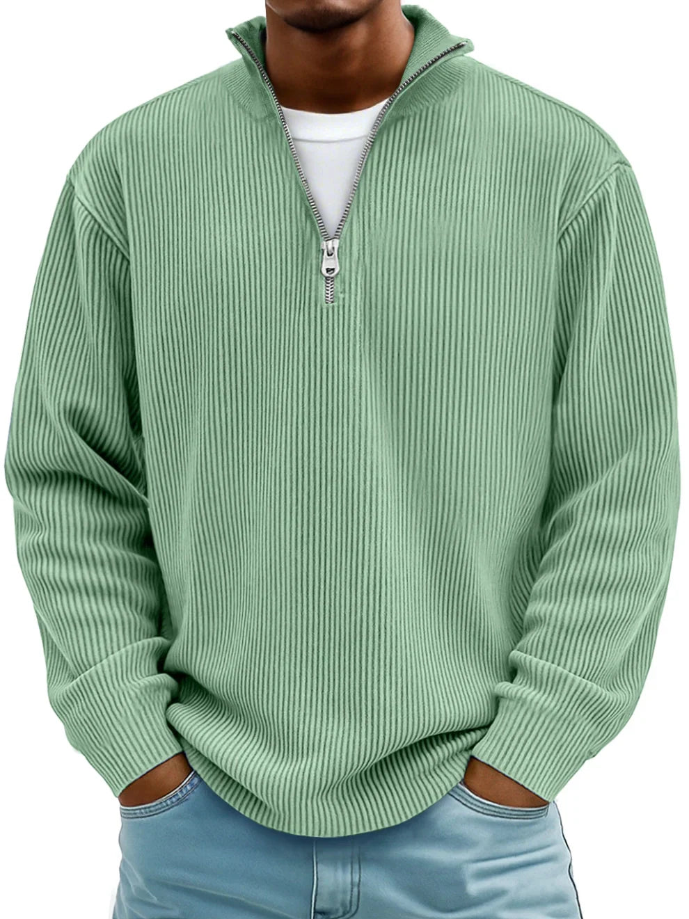 DELAUNAY | Pull Col Zippé Côtelé Marc