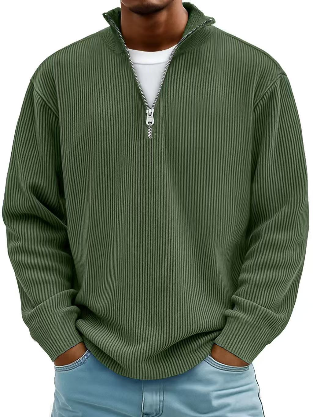 DELAUNAY | Pull Col Zippé Côtelé Marc