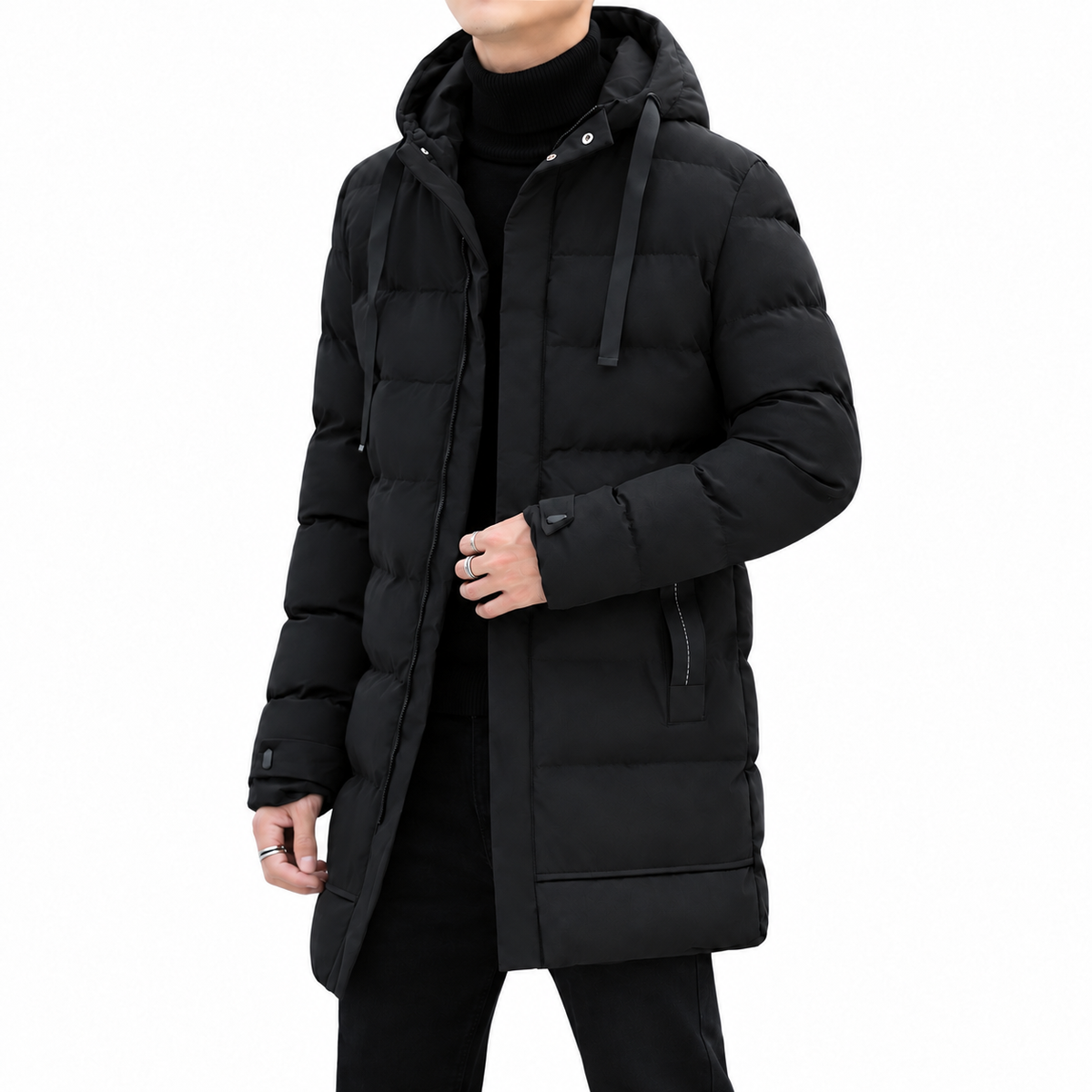 Leon™ | Veste Longue Matelassée pour Homme avec Capuche