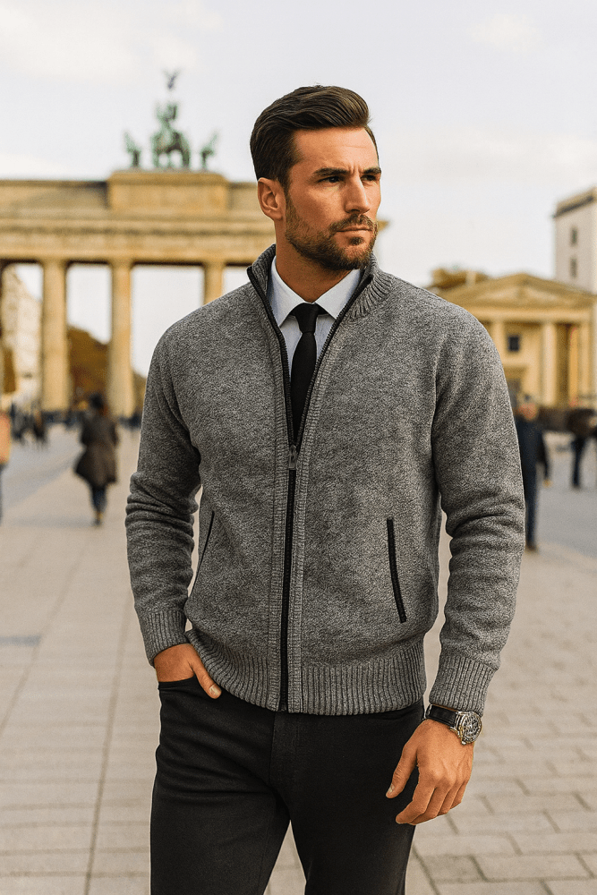 Leon | Pull en maille avec fermeture éclair et taille cintrée