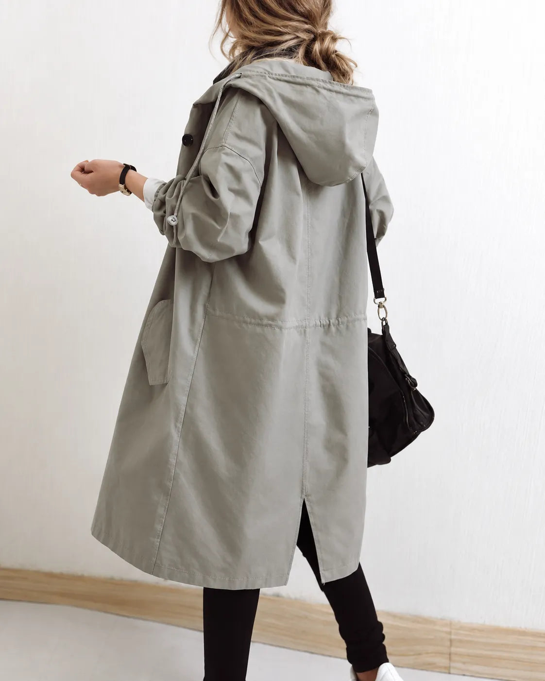 Maisie | Manteau oversize à capuche et boutonnage devant
