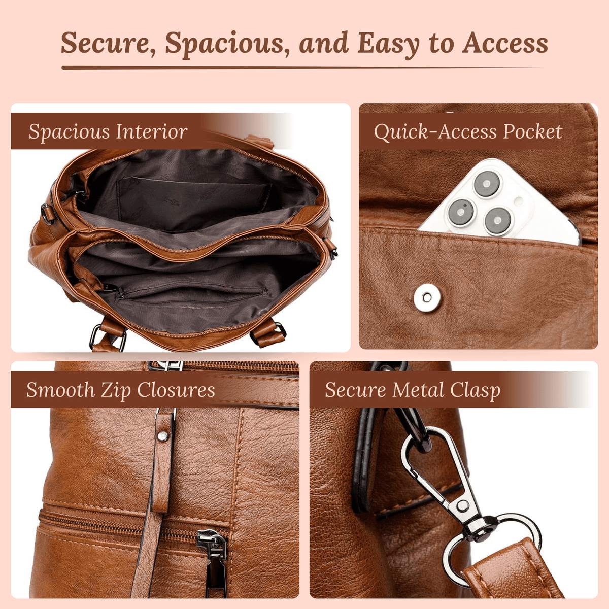 Rachele | Sac Porté Épaule Multi-Zip
