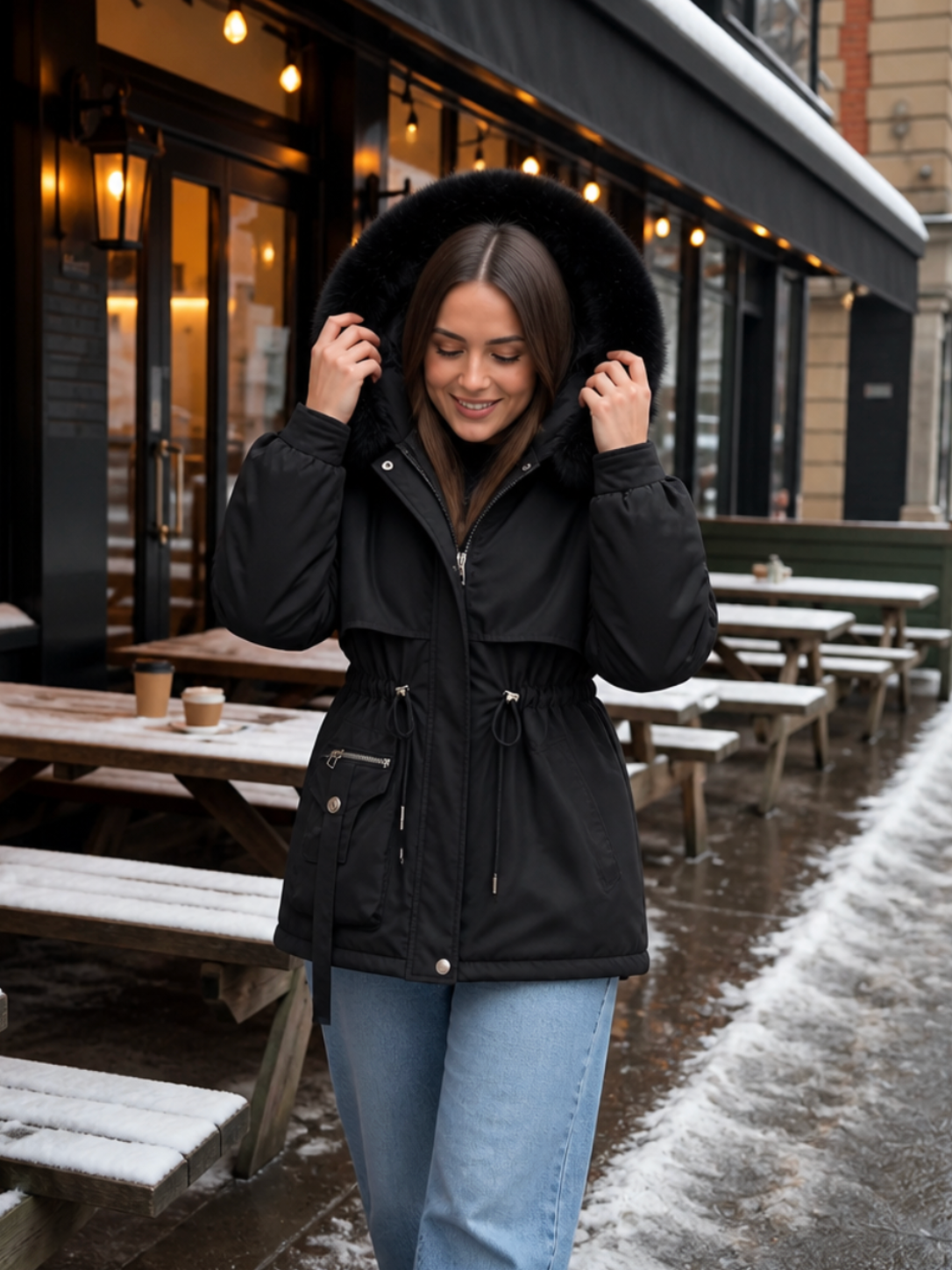 Éloïse | Parka femme ajusté imperméable avec doublure Sherpa
