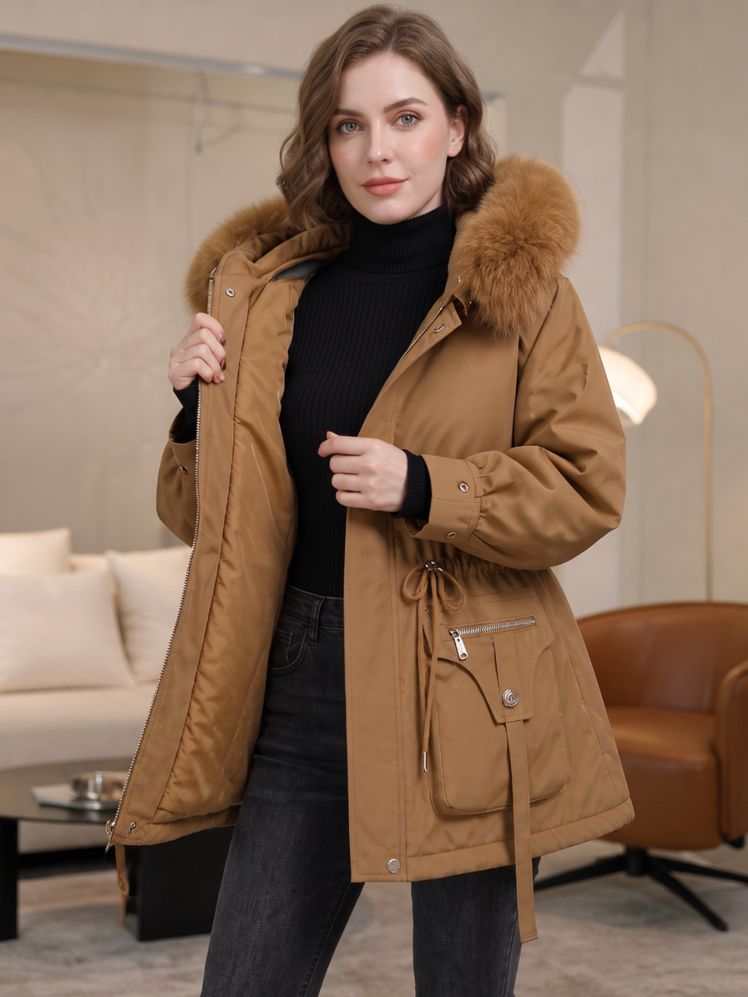Éloïse | Parka femme ajusté imperméable avec doublure Sherpa