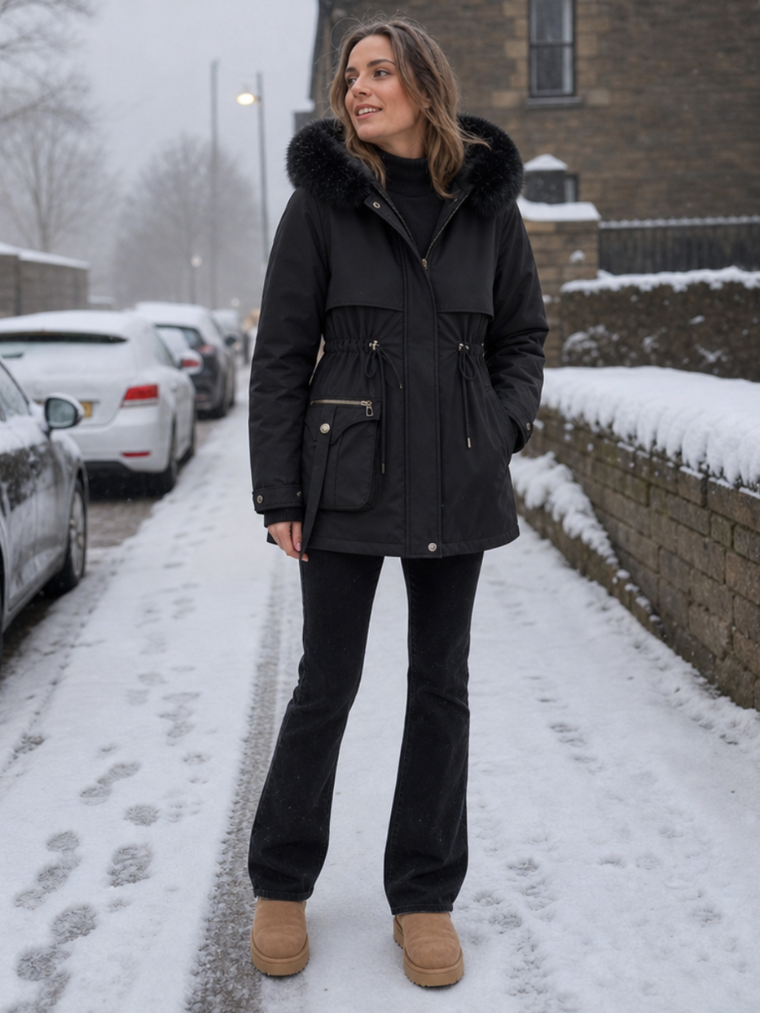 Éloïse | Parka femme ajusté imperméable avec doublure Sherpa