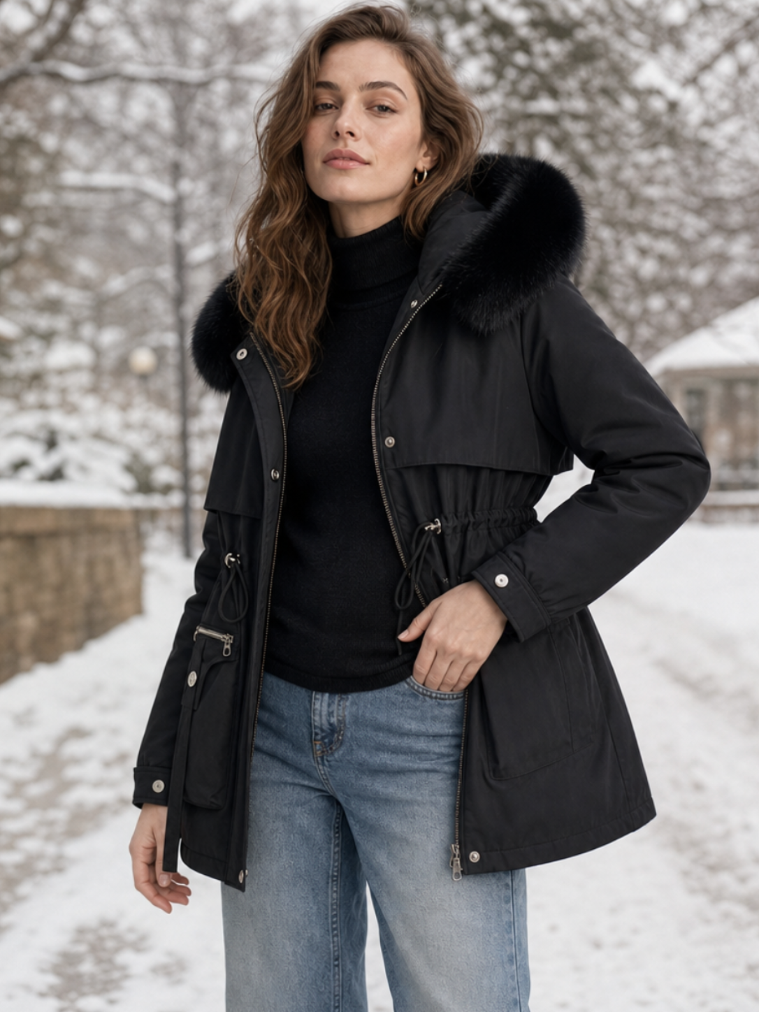 Éloïse | Parka femme ajusté imperméable avec doublure Sherpa
