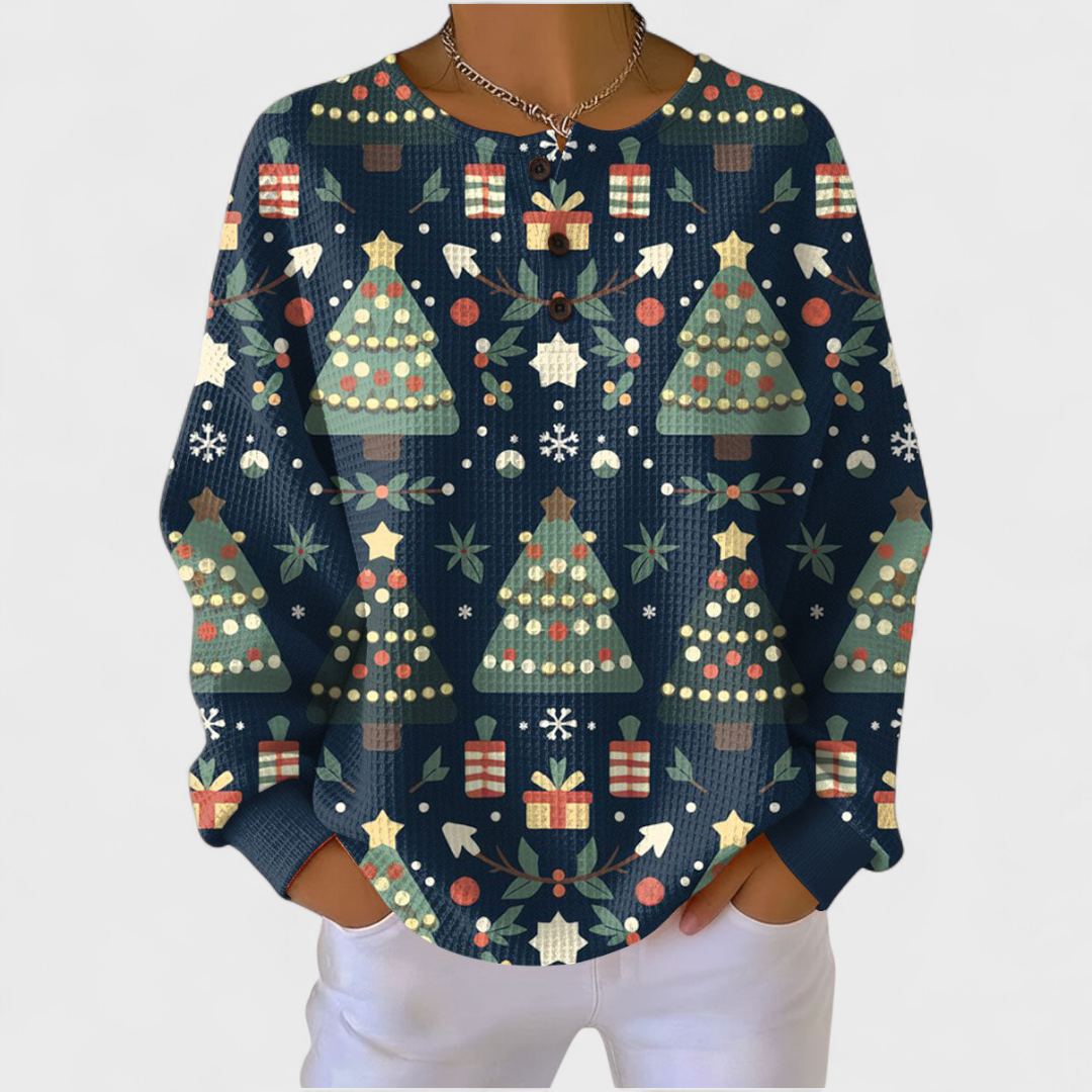 DELAUNAY | Pull Gaufré Sapins Décorés Hélène