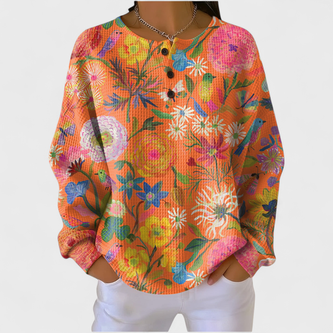 DELAUNAY | Pull Gaufré Fleurs Vives Manon