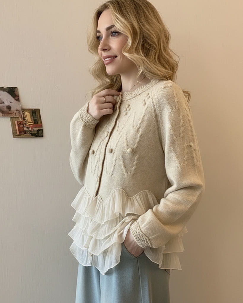 DELAUNAY | Cardigan Élégant en Maille avec Volants