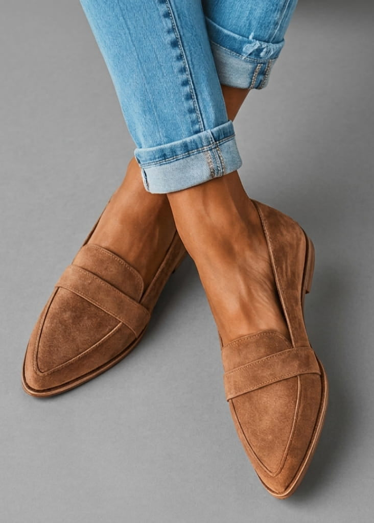 Élodie – Mocassins Plats en Suédine Souple