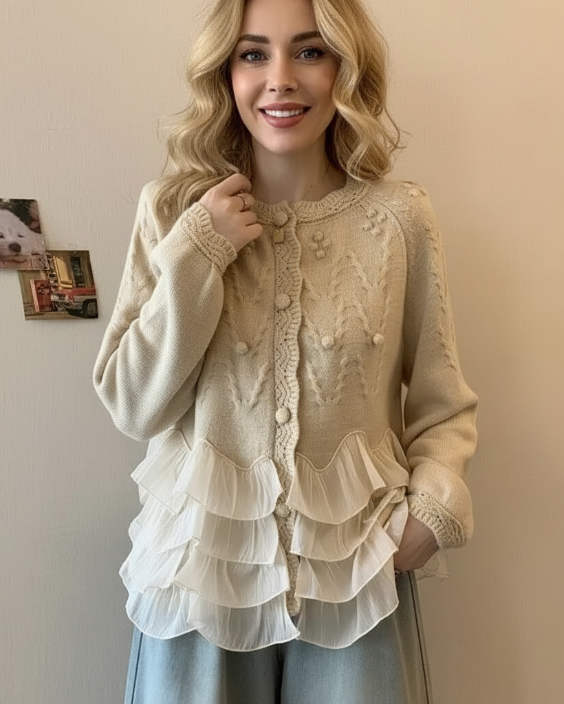 DELAUNAY | Cardigan Élégant en Maille avec Volants