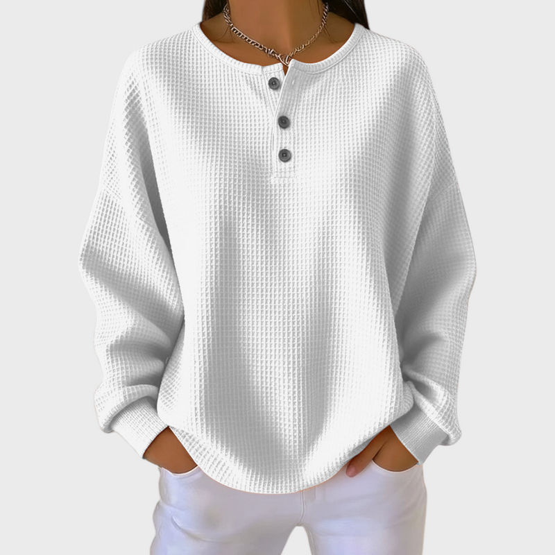 DELAUNAY | Pull Gaufré Encolure Boutonnée Élise