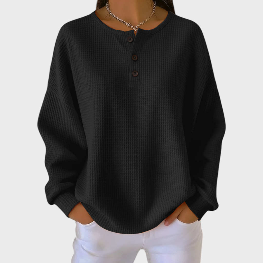 DELAUNAY | Pull Gaufré Encolure Boutonnée Élise