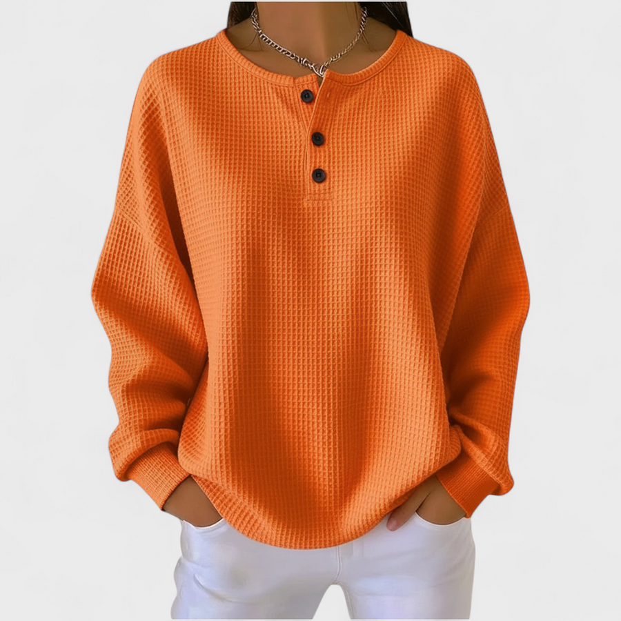DELAUNAY | Pull Gaufré Encolure Boutonnée Élise